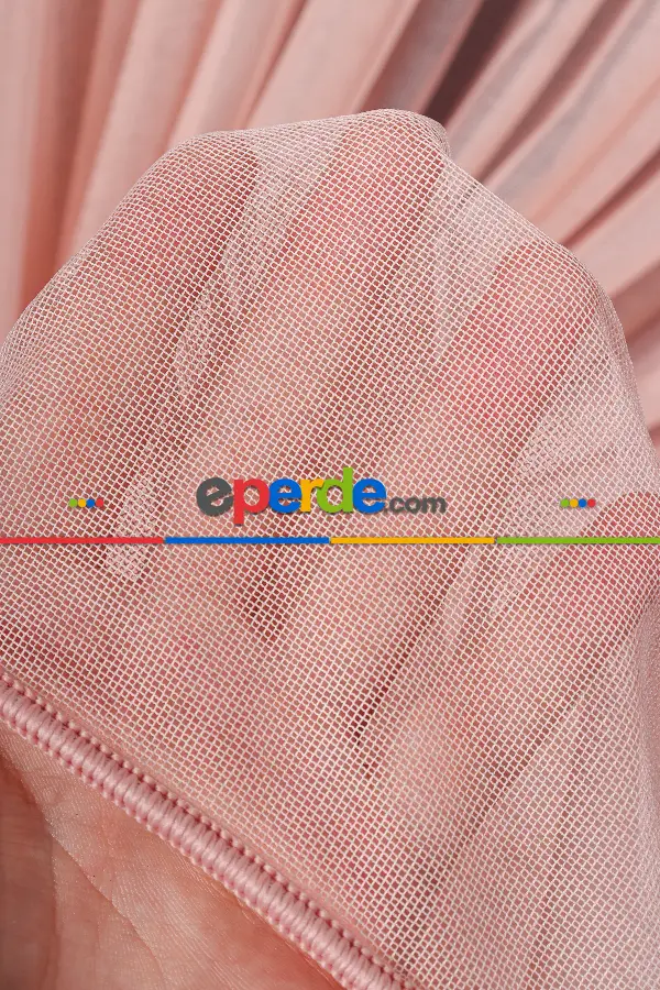 Salon Tül - Pudra - Mint Renkli Krevize Düz Tül Perde ( Kordon Hediyeli )