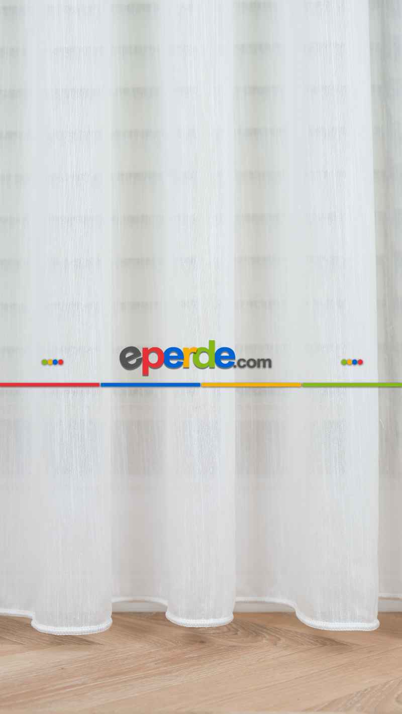 Ekru Bambu Keten Tül Perde, Daha Gramajlı, Ütü İstemez, Premium Seri, Kurşunlu Etek