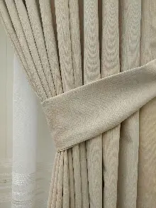 Açık Bej- Düz Fon Perde ( Dökümlü Fon )- Krem