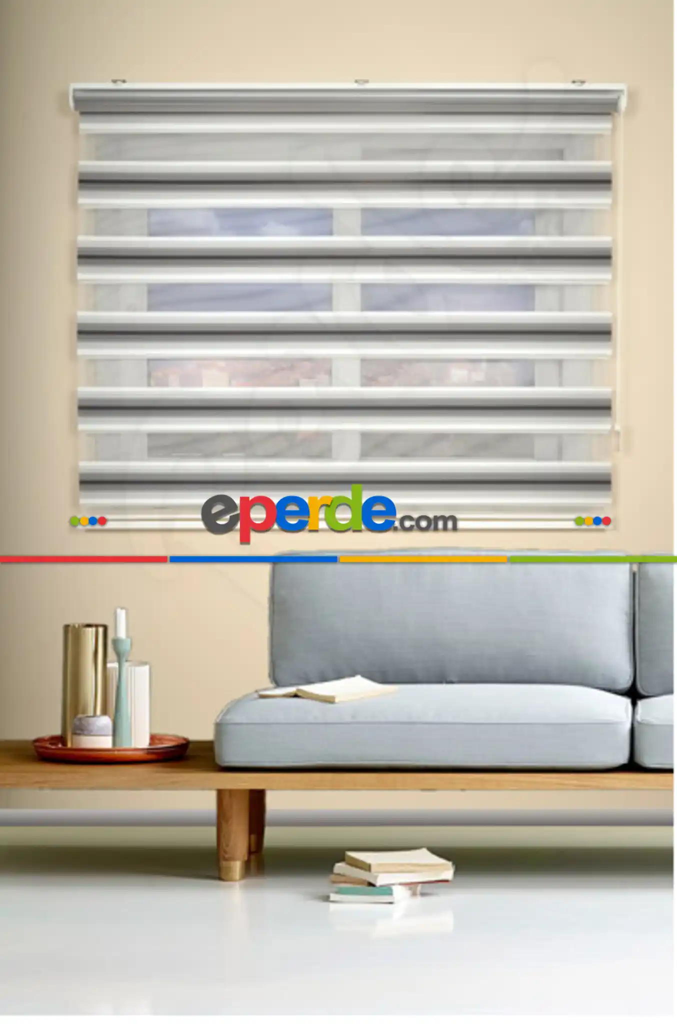 Oturma Odası - Siyah Beyaz Renk Geçişli Pilise Zebra Perde- Siyah-gri-füme-antrasit-beyaz- Çok Renkli 2