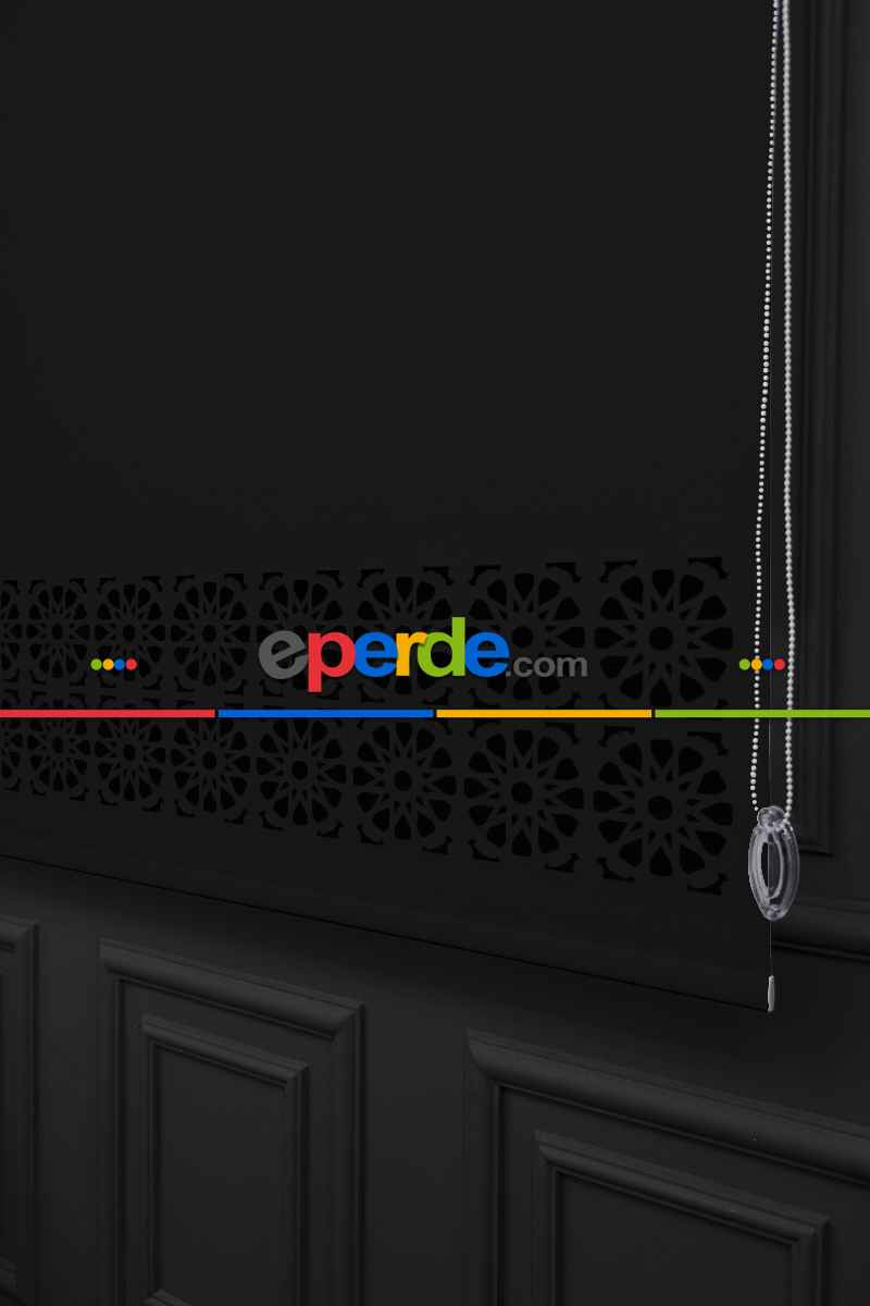 Siyah Renk Lazer Kesim Mat Stor Perde (ister Düz - İster Lazer Kesimli Satın Alın)