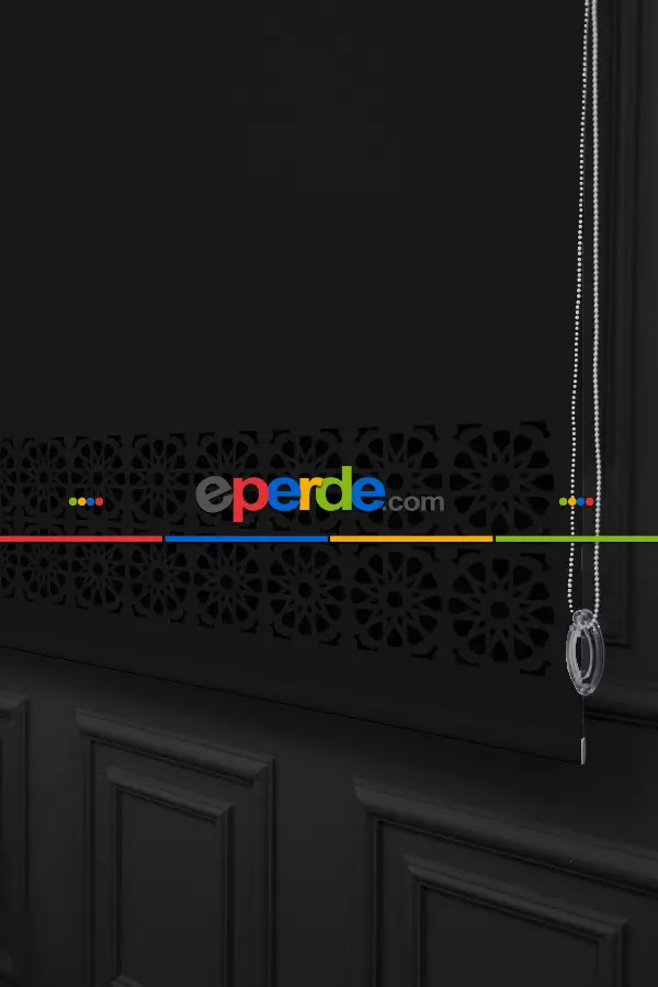 Salon Stor - Siyah Renk Lazer Kesim Mat Stor Perde (ister Düz - İster Lazer Kesimli Satın Alın)