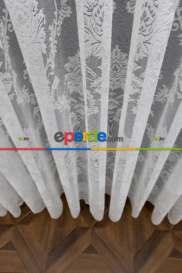 Damaks Desenli Fransız Danteli Örme Tül Damaks Desen