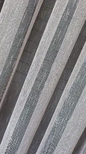 Yatak Odası Pudra Pembe Çizgili Naturel Keten Düz Tül Perde - Premium Kalite Serisi, Eteği Kurşunlu Tül
