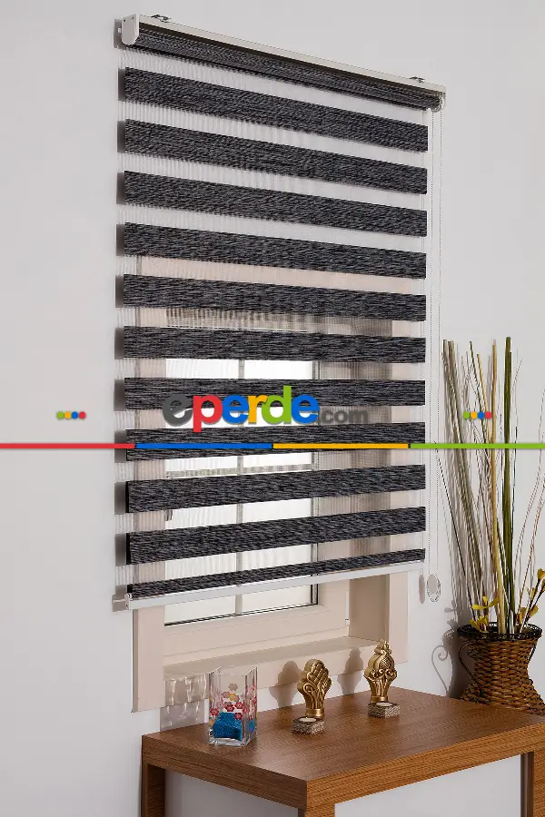 Füme Bambu Zebra Perde - Füme