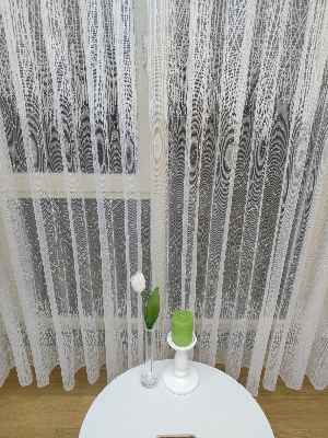 Mutfak Tül Perde Spor Desen - Ütü İstemez- Ekru