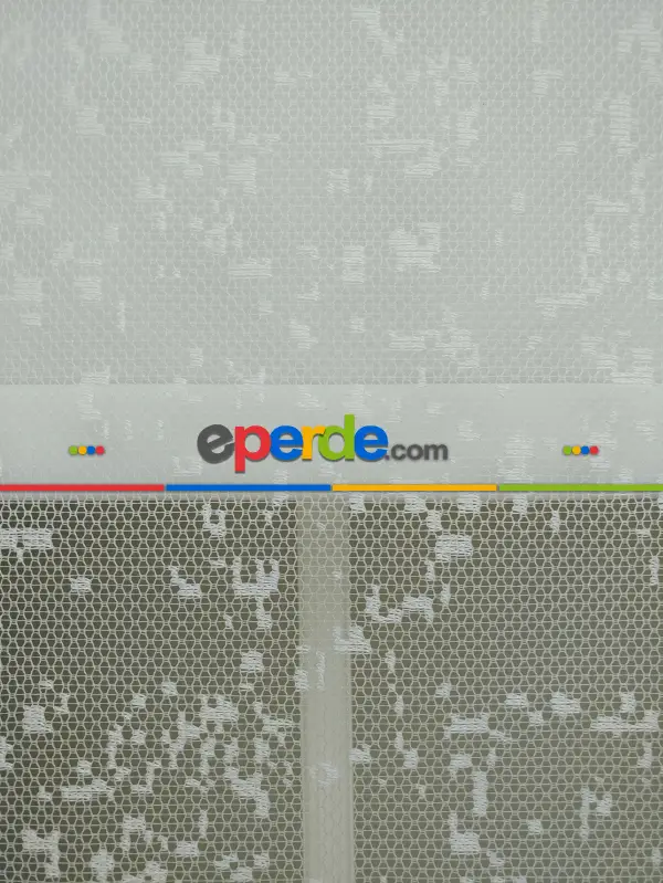 Jakar Örme Tül- Ekru Çiftli Sistem Dantel Desenli Perde- Ekru