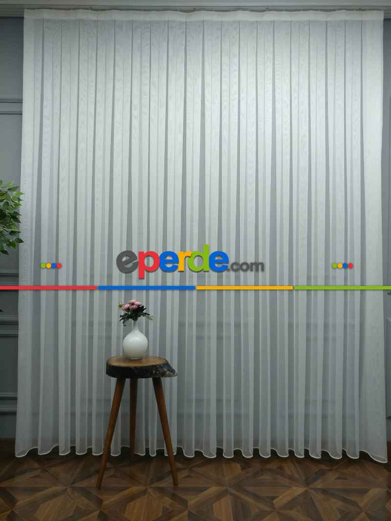 Düz Tül - Zemin Efektli Tül - Zırh Tül - Ütü İstemez- Ekru