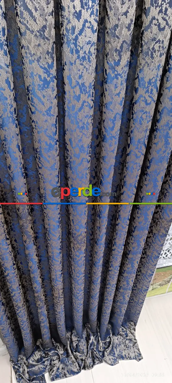 Yatak Odası - 2023 Elit Modern Desenli Fosforlu İplik Dokuma Fon Perde - 2