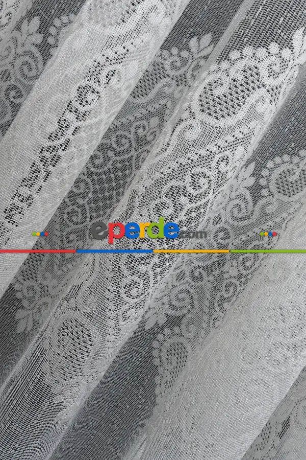 2022 Model Ekru Damask Desenli Örme 1.sınıf Kalite Tül Perde