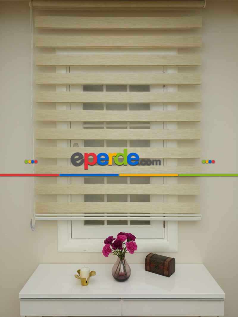 Sütlü Kahve Düz Bambu Zebra Perde- Sütlü Kahve