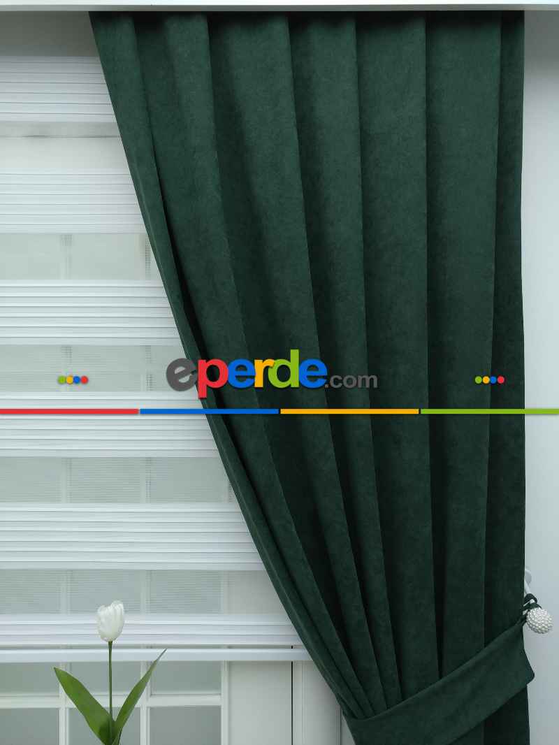 Salon Fon - Yeşil - Düz Fon Perde ( 180 Eninde )- Yeşil