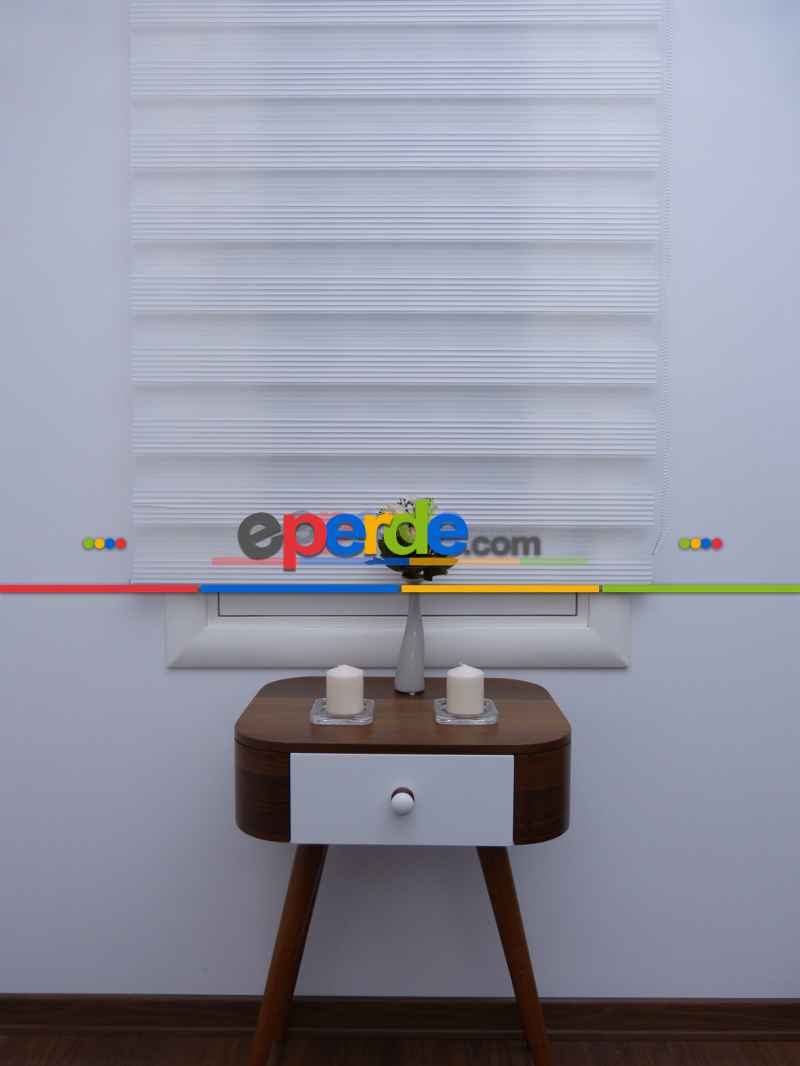 Zebra Perde - Beyaz - Dar Plise Model- Beyaz