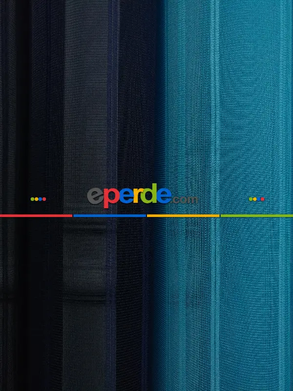 Lens Akıllı Dikey Tül Perde 113- Lacivert-beyaz-turkuaz