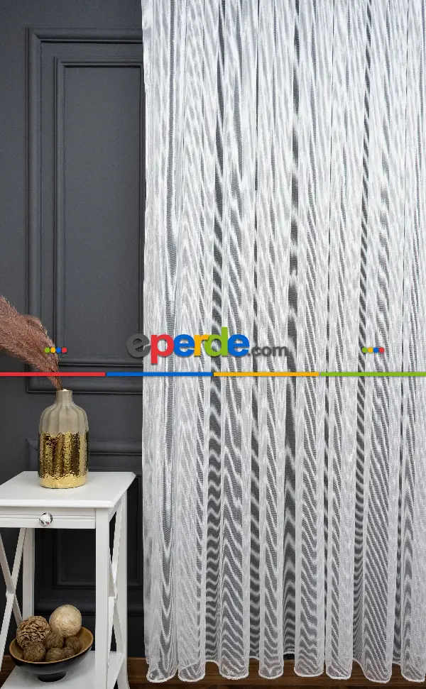 Salon - Çelik Tül Ekru Gramajlı Dökümlü - Kurşunlu Tül
