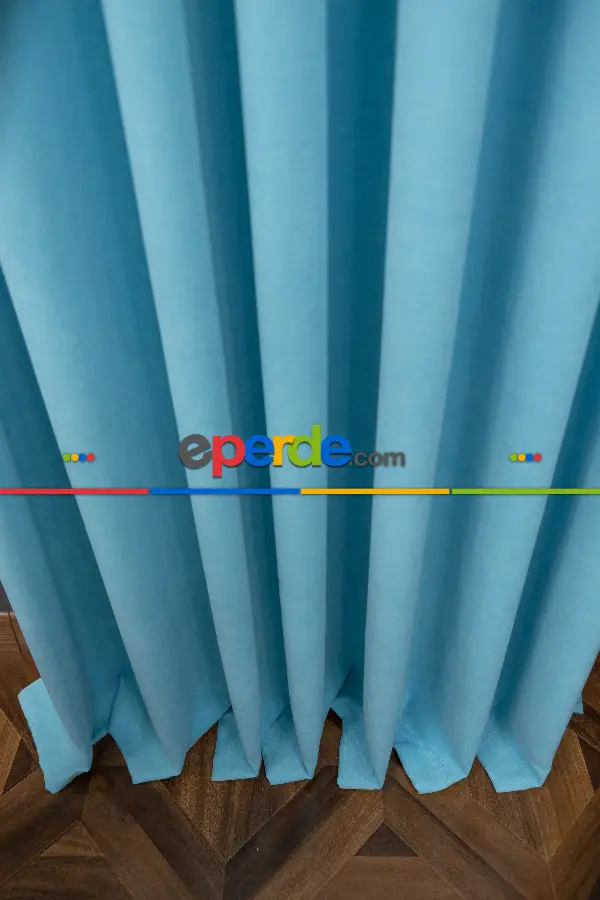 Salon - Turkuaz Rengi Düz Fon Perde En  Dökümlü Fon Perde 07