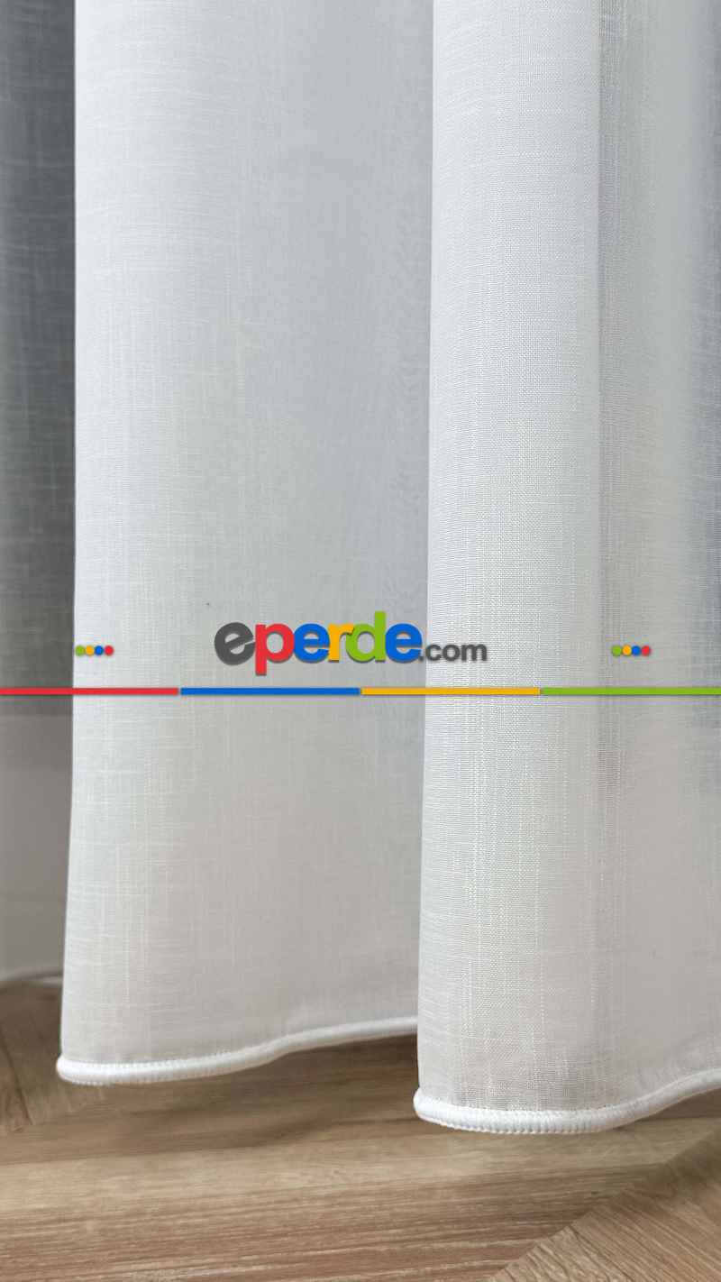 Salon - Beyaz, Büzgülü Ekstraforlu, Tül Perde