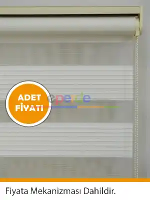 80x200 Hazır Ekru Dar Plise Zebra Perde-436- Krem Açık