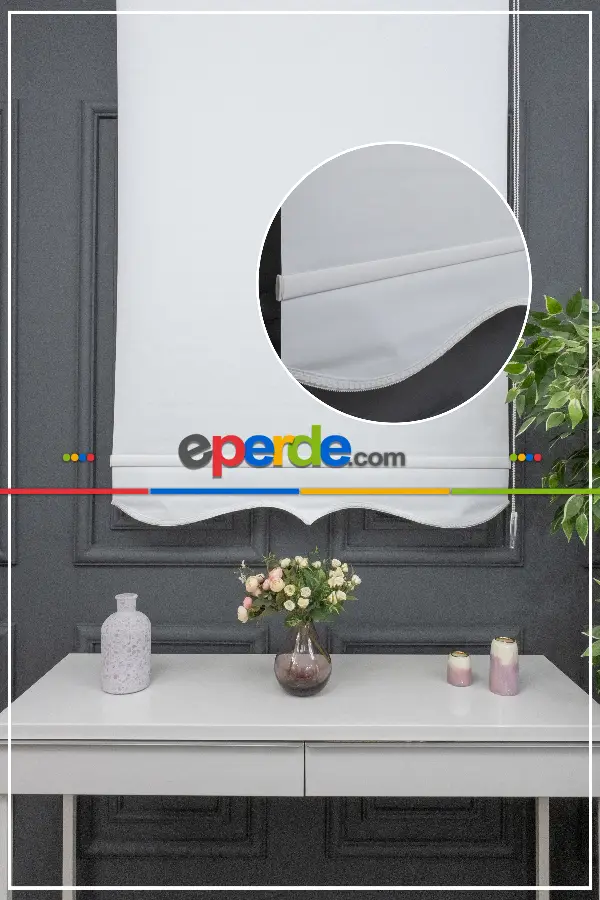 Salon - Stor Perde Düz Pvc Mat Stor Güneşlik 1 Kalite Yıkanabilir Ekru