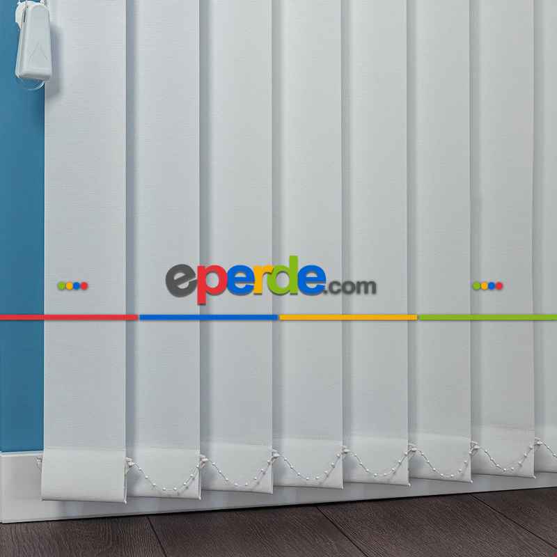 Kırık Beyaz Dikey Kumaş Perde - Beyaz