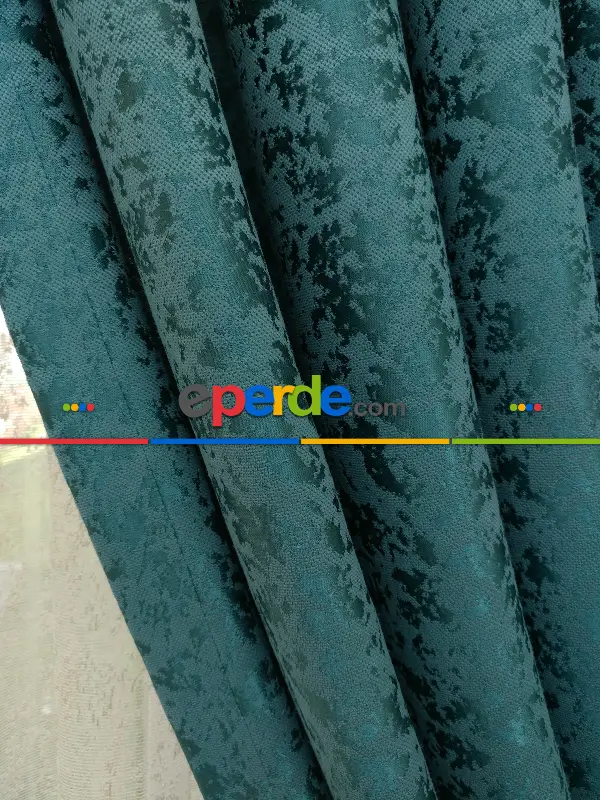 Petrol Rengi Duz Jakar Fon Perde (150)- Petrol Yeşili