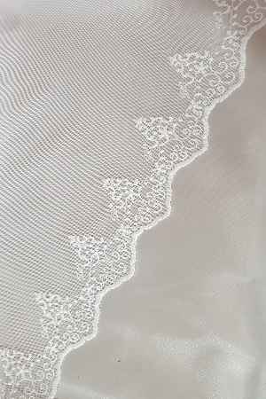Salon - Taç Etek İşlemeli Tül -taç Düz Tül - Taç Sade Tül- Beyaz