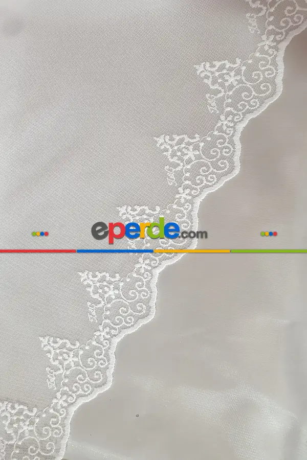 Salon - Taç Etek İşlemeli Tül -taç Düz Tül - Taç Sade Tül- Beyaz
