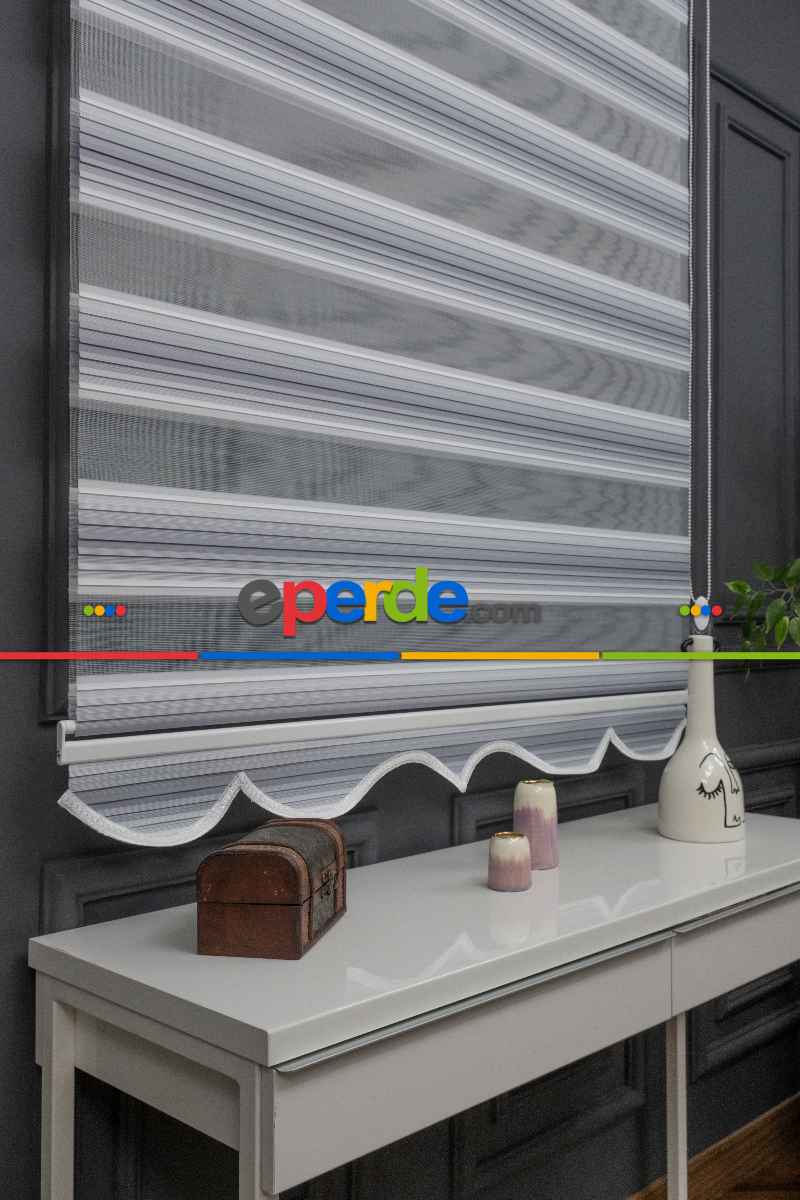 Zebra Perde Degrade Renk Geçişli Pileli Zebra Perde Gri Füme Antirasit