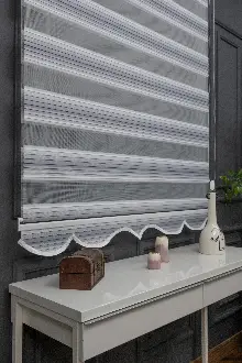 Oturma Odası - Zebra Perde Degrade Renk Geçişli Pileli Zebra Perde Gri Füme Antirasit