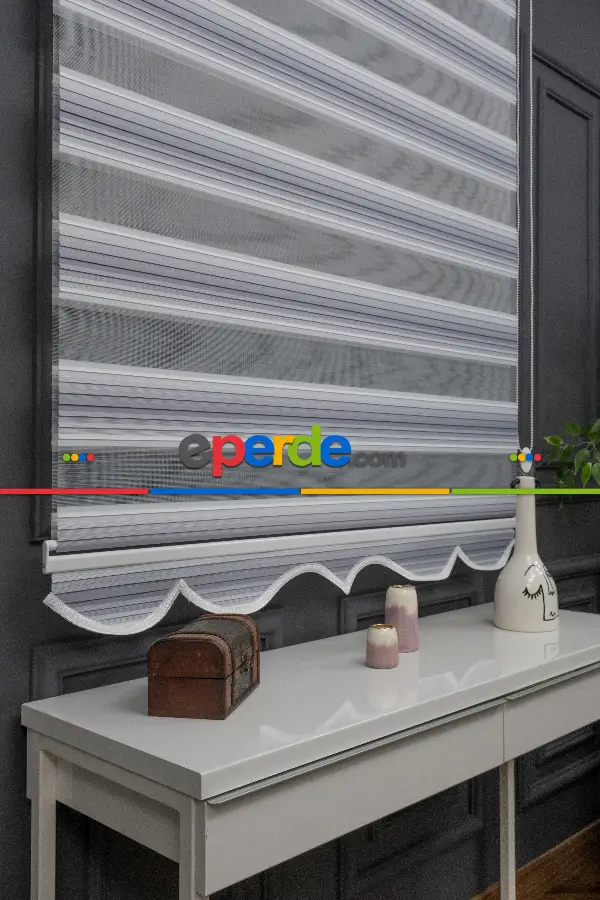 Yatak Odası - Zebra Perde Degrade Renk Geçişli Pileli Zebra Perde Gri Füme Antirasit