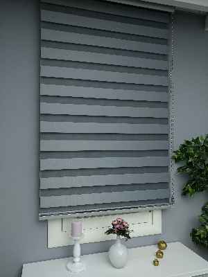 Salon - Perle Home Düz Zebra Perde Antrasit