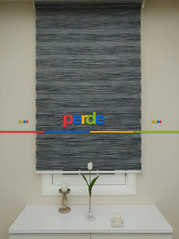 Mutfak Zebra Perde Düz Seri- Füme