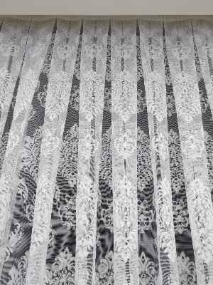 Salon Damask Desenli Örme Kdk Tül Perde %25 Ekstra İndirimli- Ekru