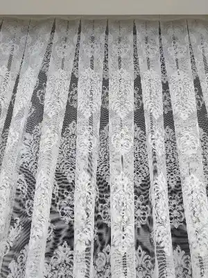 Salon Damask Desenli Örme Kdk Tül Perde %25 Ekstra İndirimli- Ekru