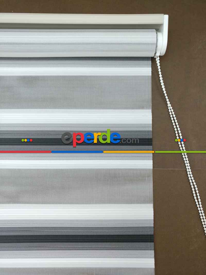 Zebra Perde - Degrade Pileli Zebra ( Renk Geçişli Pileli )- Siyah-beyaz