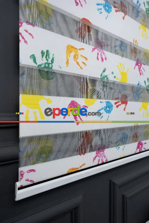 Trend Bebek - Çocuk - Genç Odası Zebra Perde Modelleri 2021- Yeşil-Sarı-Mor-Menekşe Kırmızı-Hardal