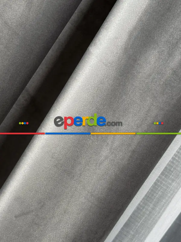 Yatak Odası - Gri İthal Kadife Fon Perde, Premium Kalite Serisi Kadife Fon Perde