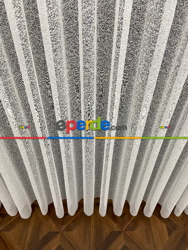 Mutfak Jakarlı Örme Tül Kum Desen- Ekru