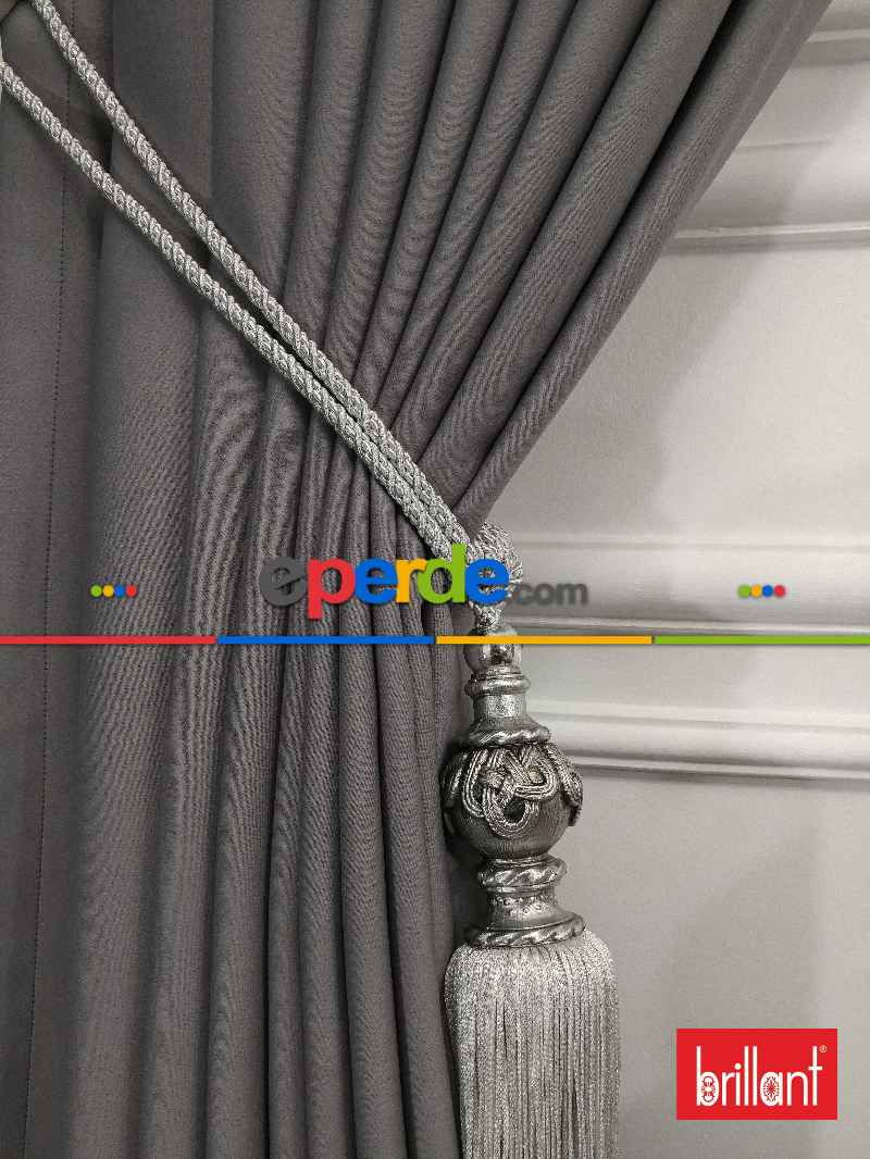 Brillant Karartma Blackout Koyu Gri Renk Fon Perde- Gri Koyu