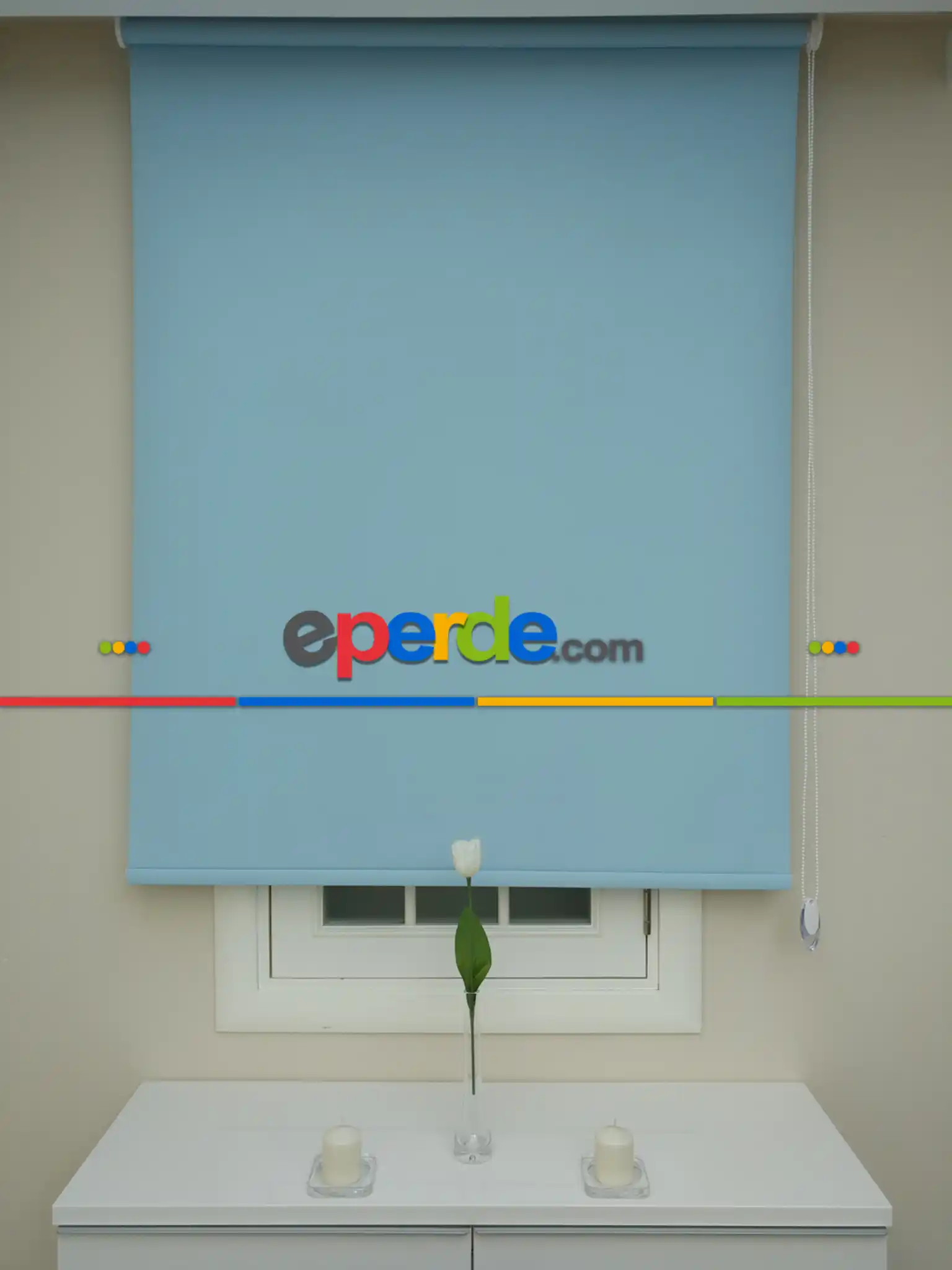 Bebek Odası Stor Perde - Yıkanabilir Pvc Mat Stor Perde - Mavi 1. Kalite- Mavi