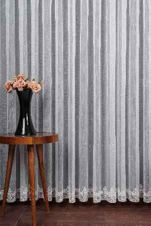 Etek Ucu Nakış İşlemeli Tül Perde