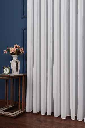 Krep Ekru Düz Tül Perde