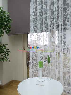 Hazır Ölçülü Bulut Desen Fransız Dantel Örme Tül Perde - Ekru