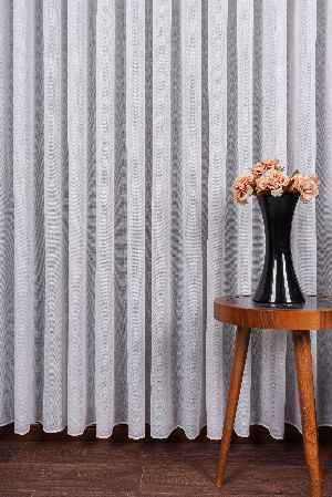 Hazel Beyaz-kahverengi Detaylı Keten Düz Tül Perde Gramajlı