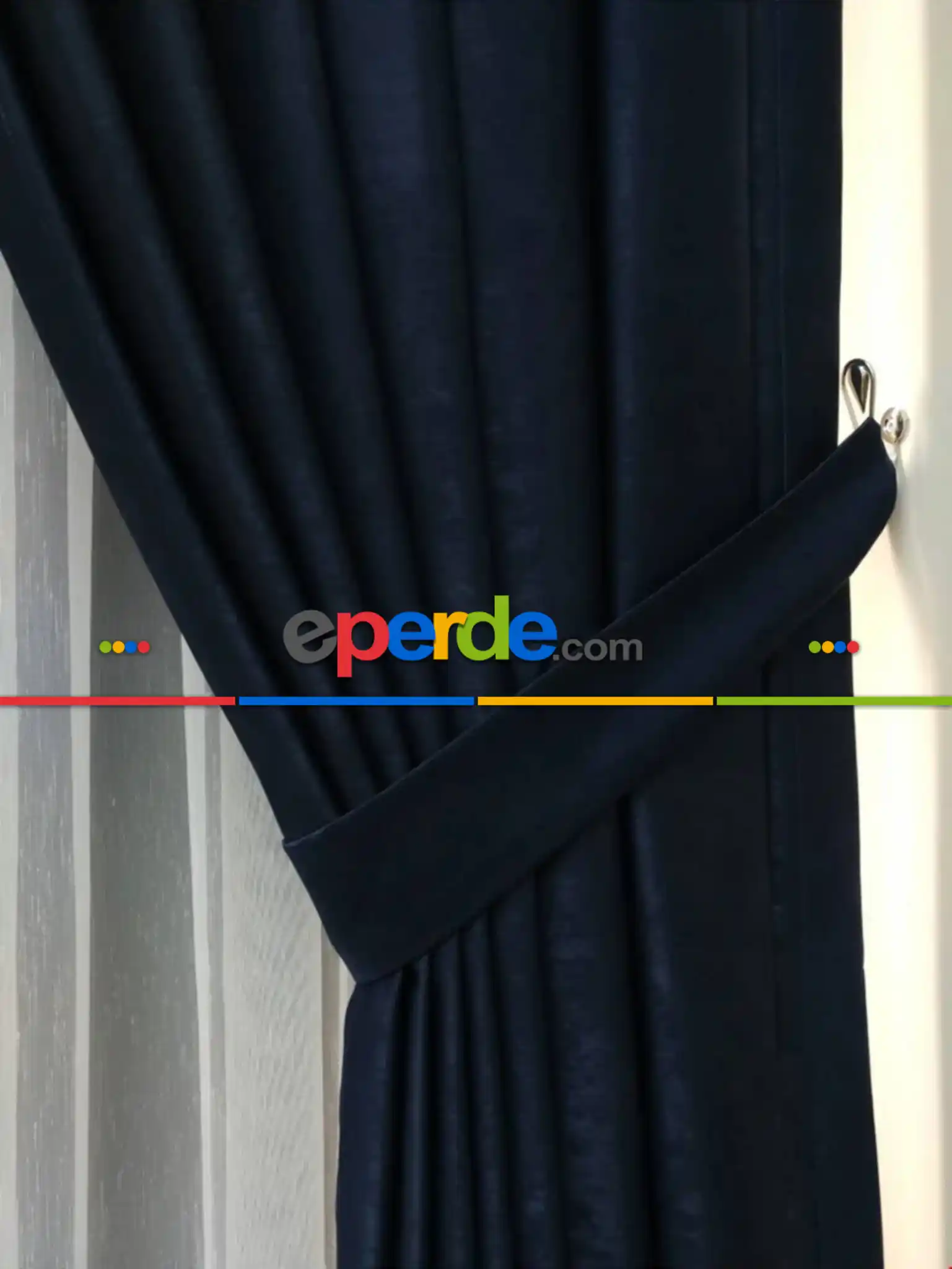 Soft Fon Perde Lacivert Kumaş Kanat Yan Perde- Lacivert