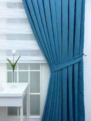 Petrol Mavisi Fon Perde- Mavi