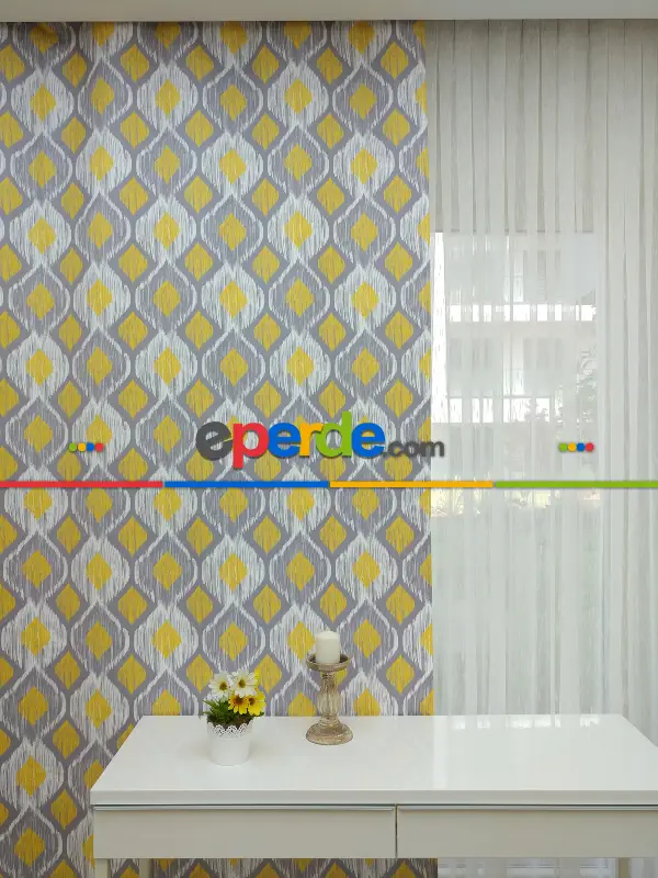 İkat Desenli Fon Perde- Kumaşı Kalındır Duck Bezi Değildir- Gri-Füme-Antrasit-Sarı-Beyaz