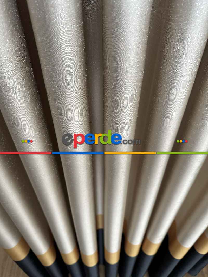 Koyu Antrasit Gri Turuncu Krem Jakar Dokuma Fon Perde, Parlak Zemin