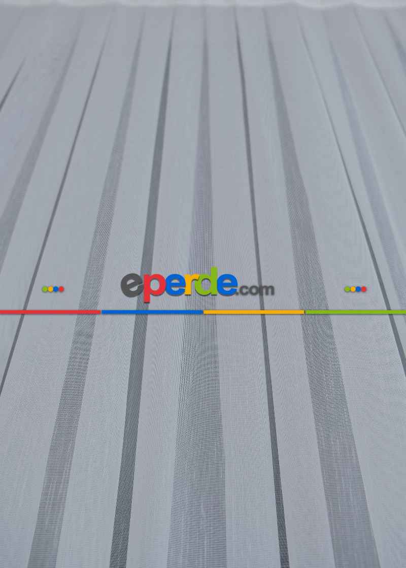 Genç Odası Bantlı Fantazi Dökümlü Ütü İstemeyen Tül - İtinalı Dikiş Garantisi - Kurşunlu Tül