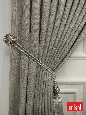 Salon - Brillant Keten Taş Rengi Renk Düz Fon Perde 180cm- Taş Rengi